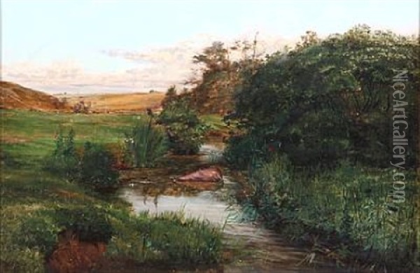 Summer Day At A Stream Oil Painting - Axel Theofilus Helsted