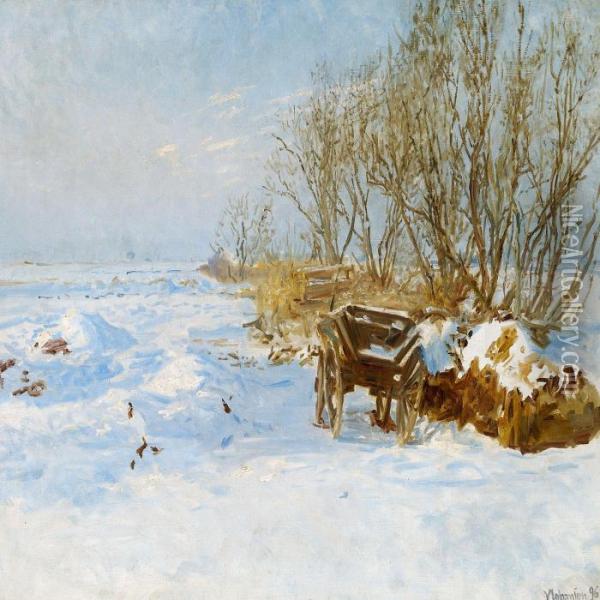 Fields In Wintertime Oil Painting - Viggo Johansen