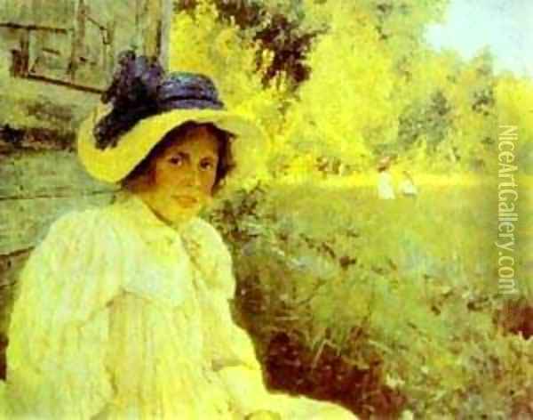 Summertime Portrait Of Olga Serova 1895 Oil Painting - Valentin Aleksandrovich Serov