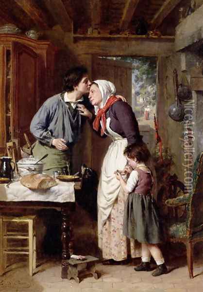 A Son's Devotion, 1868 Oil Painting - Pierre Jean Edmond Castan
