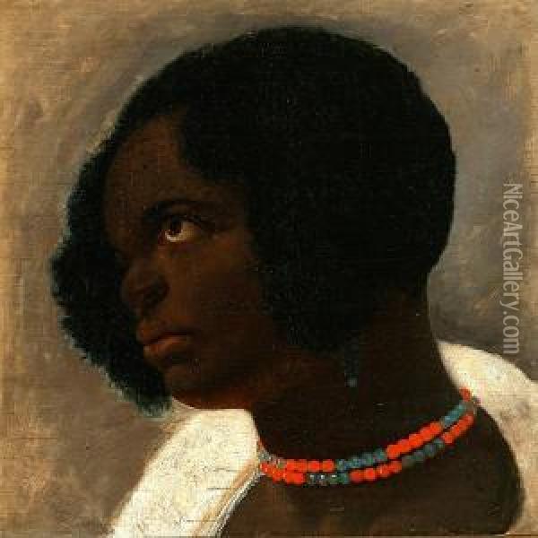 An African Woman Oil Painting - Niels Simonsen