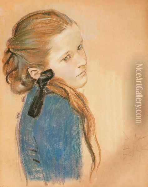 Portrait of a Girl I Oil Painting - Stanislaw Wyspianski