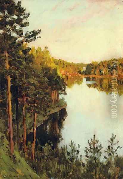 Lake in the forest Oil Painting - Isaak Ilyich Levitan