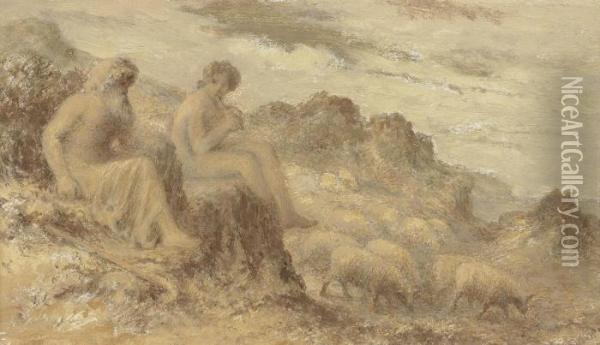 Iasius, The Old Arcadian, Teaching The Mysteries Of Demeter Oil Painting - Edward Calvert