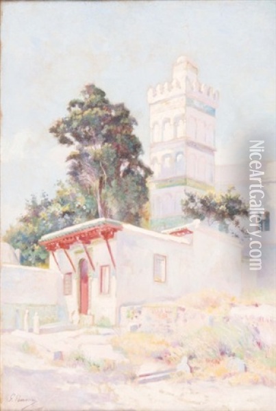 Vue De Mosquee Oil Painting - Gustave Lemaitre
