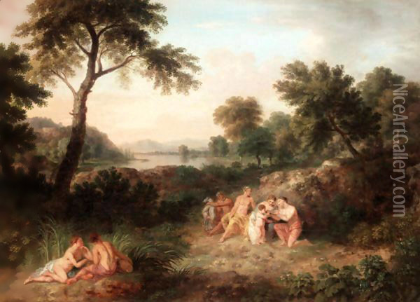 Arcadian Landscape With The Nurturing Of The Young Jupiter Oil Painting - Jan Van Huysum