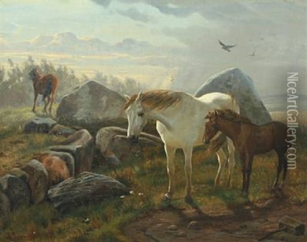 Wild Horses Oil Painting - Simon Simonsen