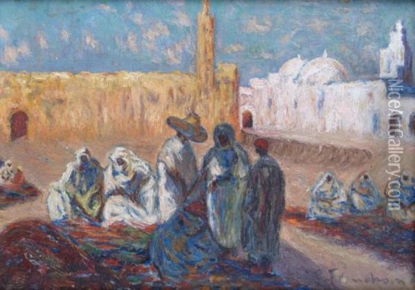 L'ancienne Et La Nouvelle Mosquees A Ouargla En Algerie Oil Painting - Gustave Flasschoen