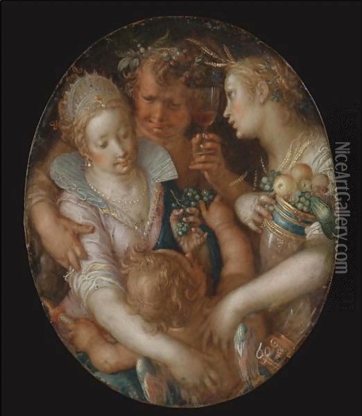 Sine Cerere Et Baccho Friget Venus Oil Painting - Joachim Wtewael (Uytewael)