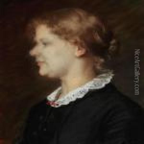 Portrait In Profile Of Helene Christensen Oil Painting - Anna Ancher