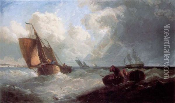 Fishing Boats Leaving Port Oil Painting - John Callow