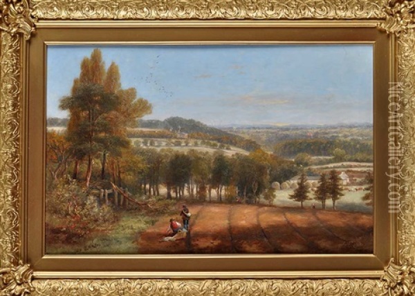 A View Of Borrans Hill House, The Seat Of James Heysham Esq. Viewed From Bulman Hill Oil Painting - John Wilson Carmichael