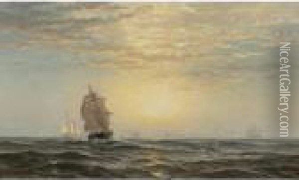 Sunrise At Sea Oil Painting - Edward Moran