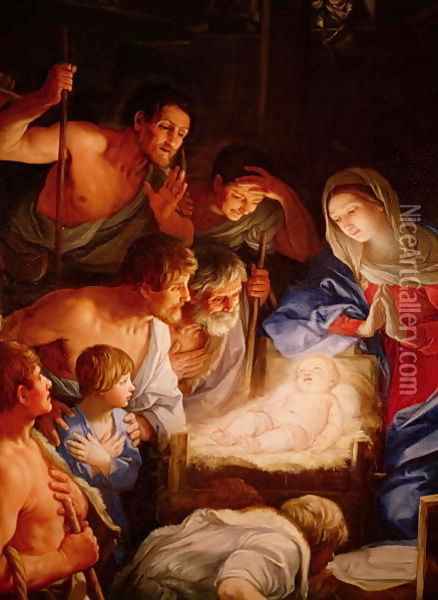 The Adoration of the Shepherds detail of the group surrounding Jesus Oil Painting - Guido Reni