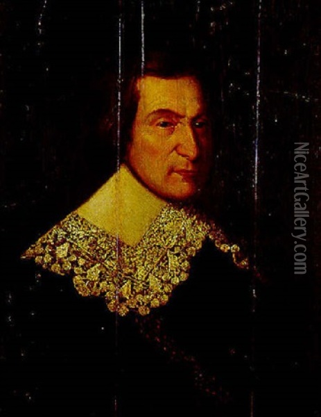 Portrait Of A Gentleman In A Lace Collar Oil Painting - Abraham de Vries