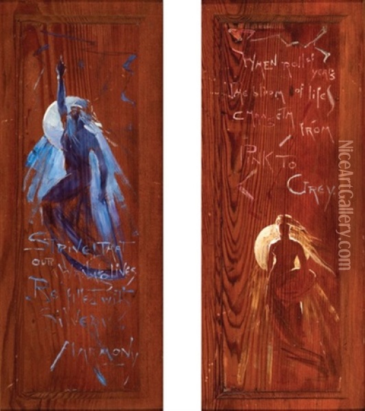 Two Wood Panels Oil Painting - George Washington Lambert
