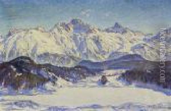Winterlandschaft Bei St. Moritz Oil Painting - Carl Albert Von Salis-Soglio