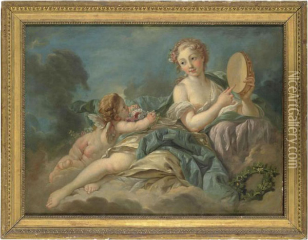 Venus And Amor Oil Painting - Francois Boucher