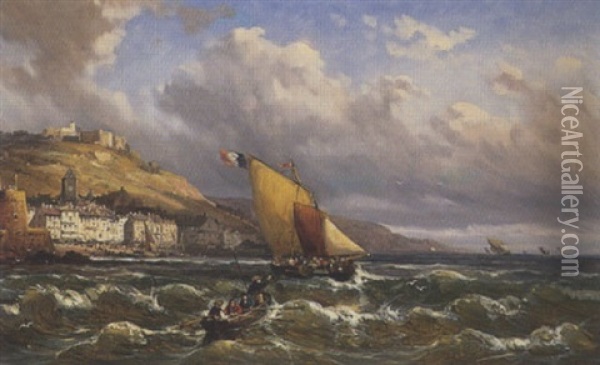 Scene Maritime Oil Painting - Charles Euphrasie Kuwasseg