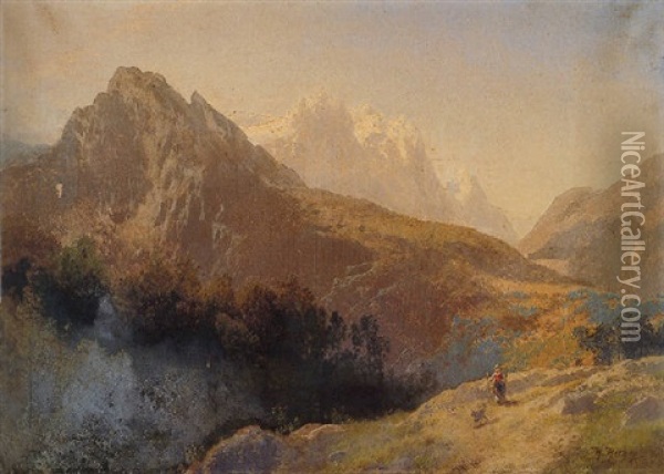 In The Alps Oil Painting - Hermann Herzog
