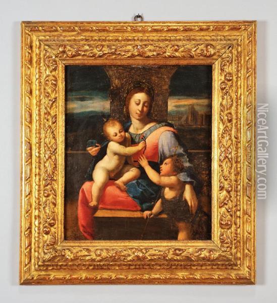 Madonna Con Bambino E San Giovannino Oil Painting - Ambrogio Borgognone
