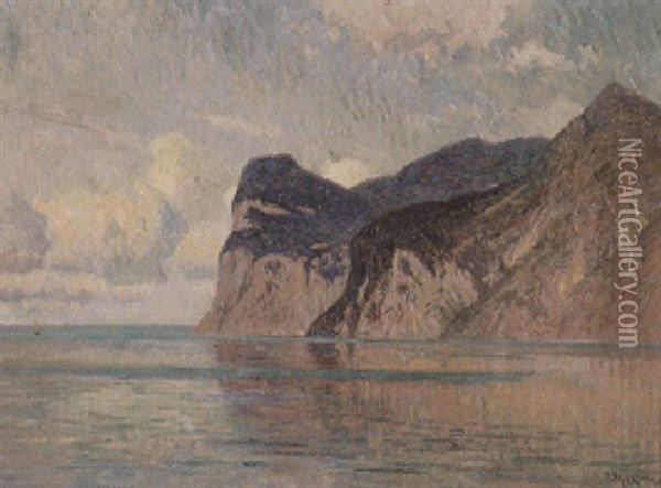 Blick Auf Den Monte Castello, Gardasee Oil Painting - Paul Schreckhaase