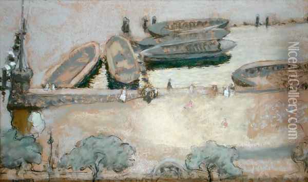 Loschplatz on the Aussenalster, 1913 Oil Painting - Jean-Edouard Vuillard