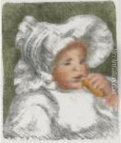 L'enfant Au Biscuit Oil Painting - Pierre Auguste Renoir