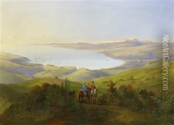 Bucht Von Valparaiso Oil Painting - Johann Moritz Rugendas