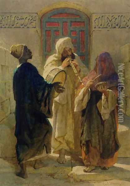 The Street Musicians of Cairo Oil Painting - Carl Haag
