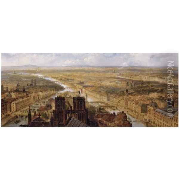 View Of Paris Oil Painting - Edmund John Niemann