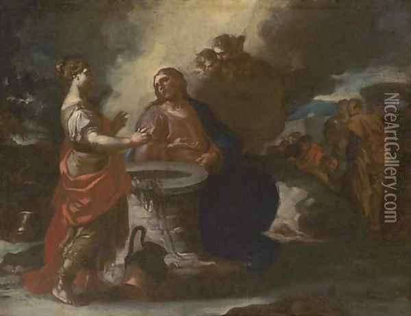 Christ and the Woman of Samaria Oil Painting - Francesco Solimena
