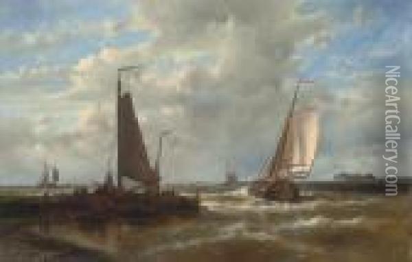 A Dutch Hoy Putting Out To Sea Oil Painting - Abraham Hulk Jun.