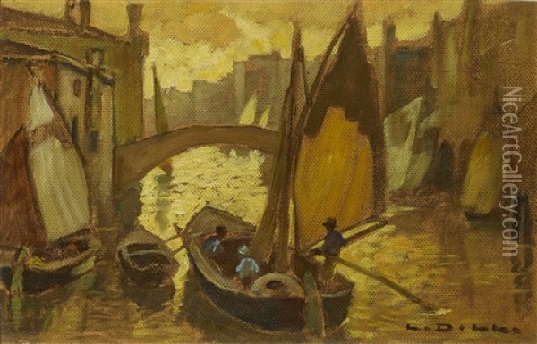 Segelboot In Chioggia Oil Painting - Ludwig Dill