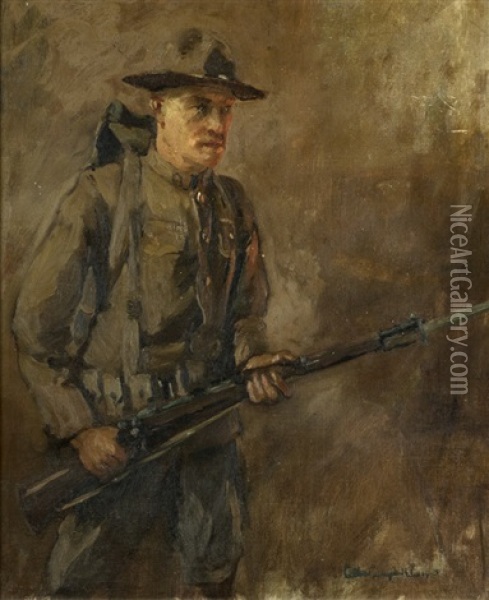 Portrait Of A Soldier Oil Painting - Colin Campbell Cooper