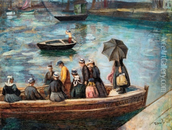 Harbour Oil Painting - Erno Tibor