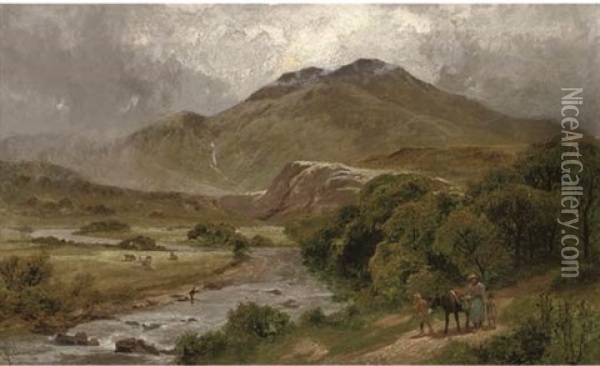 On The Glaslyn, Wales Oil Painting - James Peel