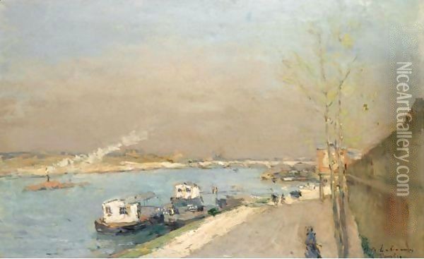 Quai De La Seine, Matin De Printemps Oil Painting - Albert Lebourg