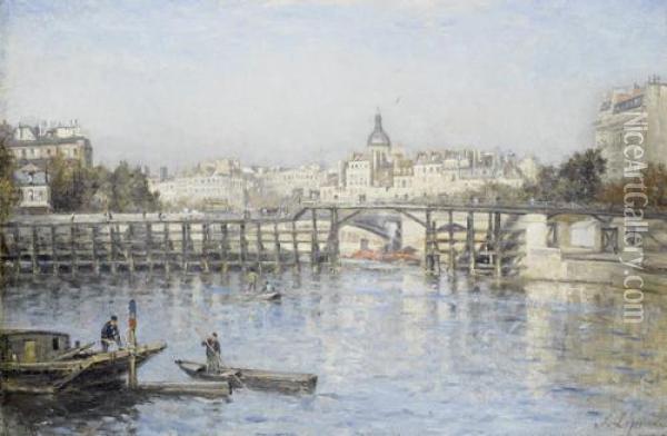 Paris. La Seine Au Pont De L'estacade Oil Painting - Stanislas Lepine