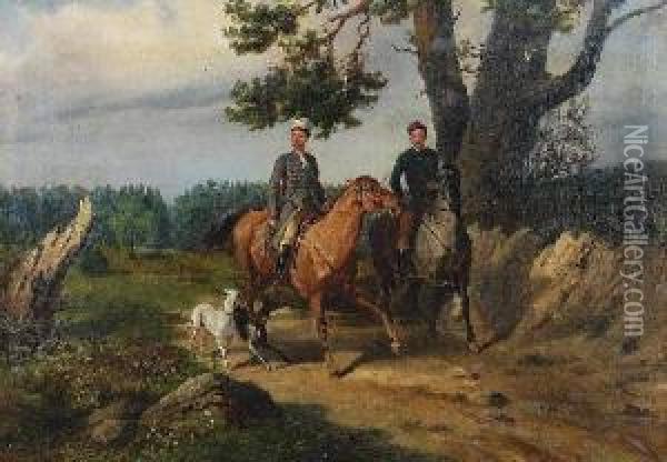 Na Polowaniu Z Chartami Oil Painting - Feliks Sypniewski