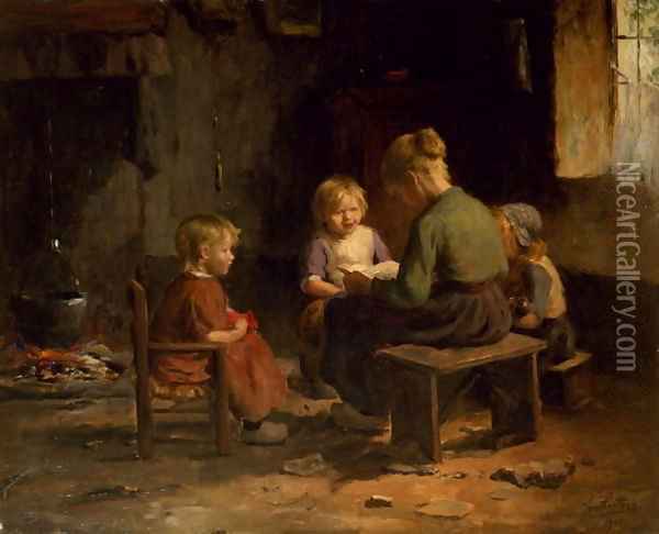 The Reading Lesson Oil Painting - Evert Pieters