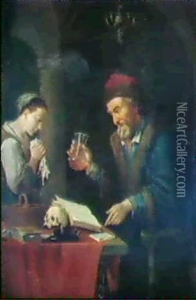 Der Artzt In Seinem Studierzimmer Oil Painting - Johann Daniel Herz the Elder