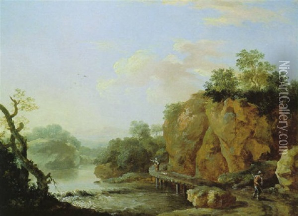 Flusslandschaft Oil Painting - Johann Wilhelm Becker