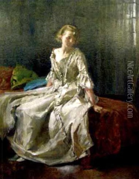 Portrat Einer Damen Im Festlichen Kleid Oil Painting - Wilhelm Roegge