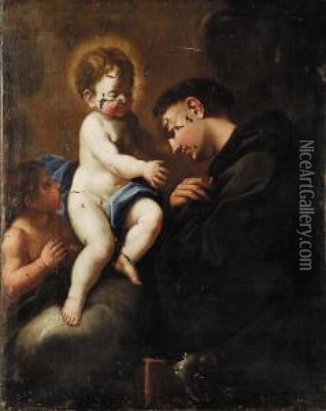 Sant'antonio Con Gesu' E San Giovannino Oil Painting - Ludovico Mazzanti