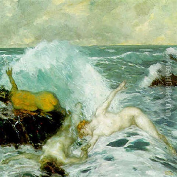 Sea Nymphs Oil Painting - Carl von Marr