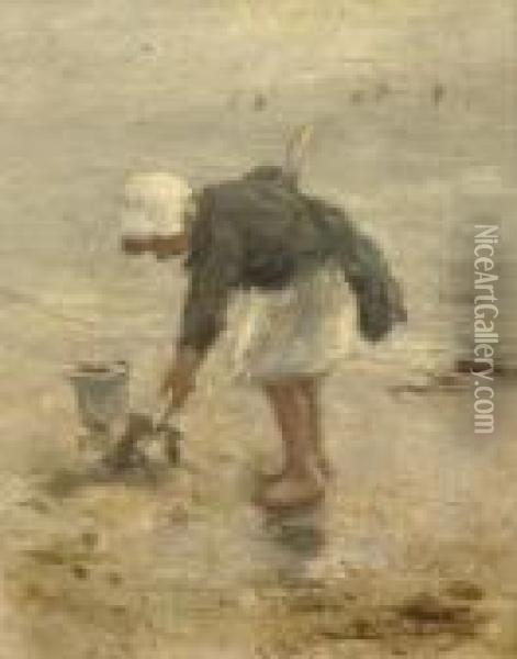 Playing On The Beach Oil Painting - Bernardus Johannes Blommers
