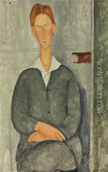 Jeune Homme Roux Assis Oil Painting - Amedeo Modigliani
