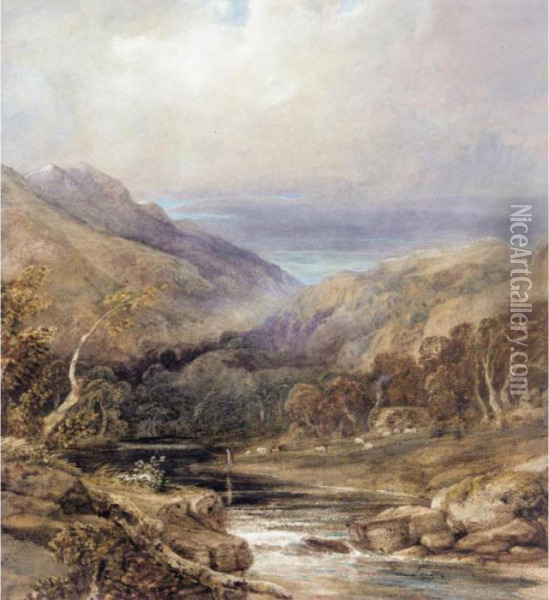 Near Ben Vorlich, Loch Lomond Oil Painting - Anthony Vandyke Copley Fielding