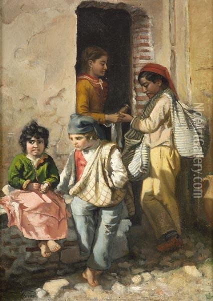 Scugnizzi Napoletani Oil Painting - Gaetano Capone